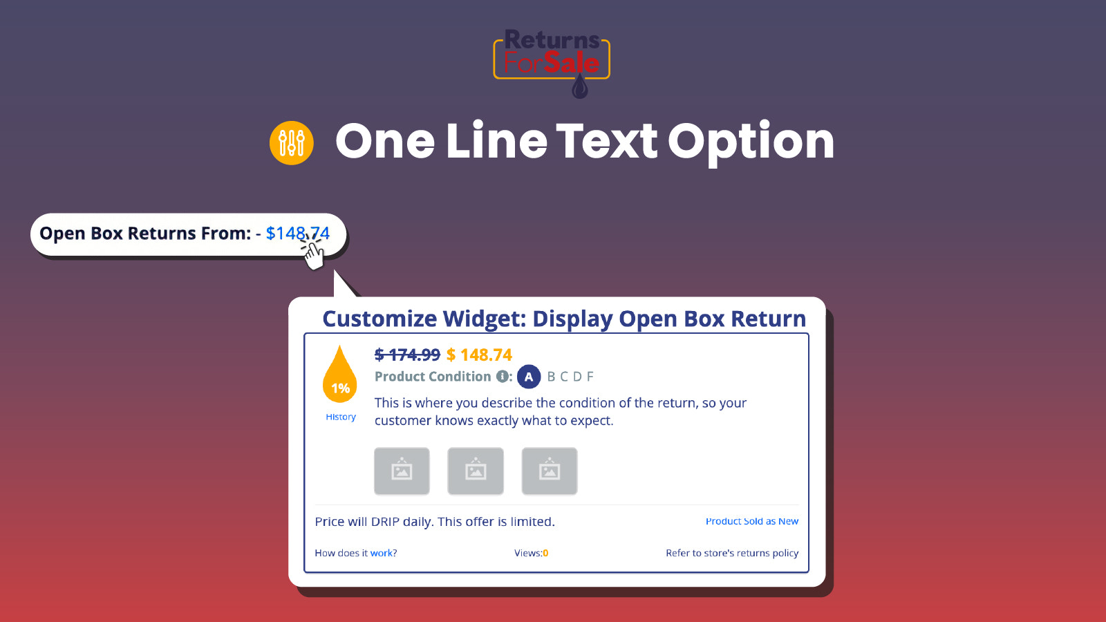 One Line Text Option - Opens to show the open box return option