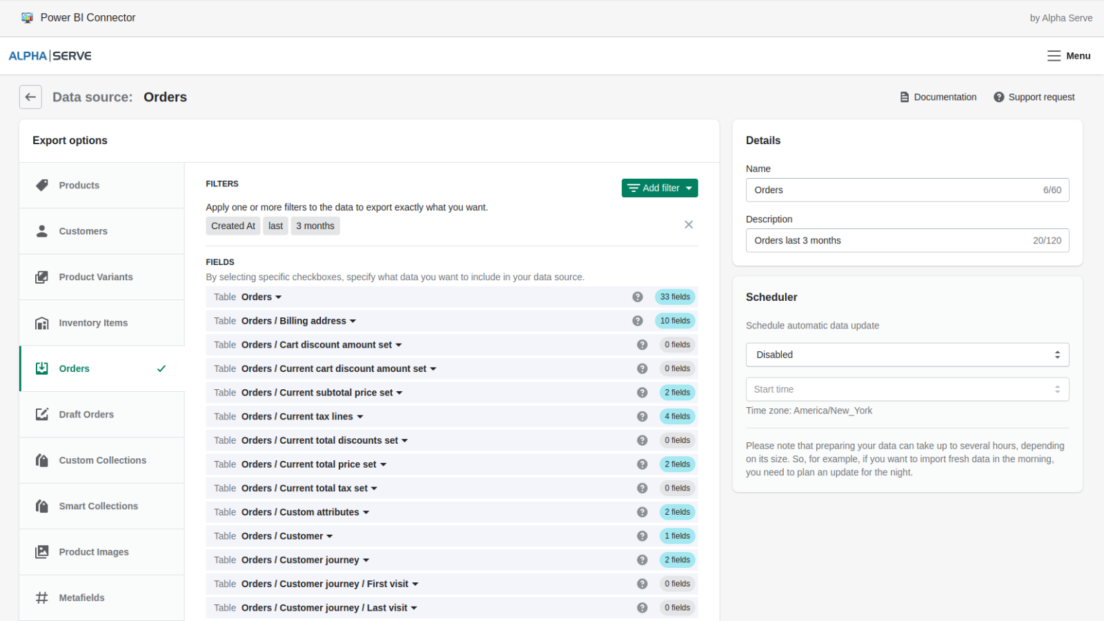 Alpha Serve Power BI Connector Screenshot