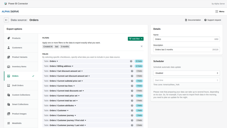 Alpha Serve Power BI Connector Screenshot