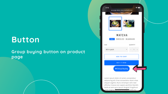 Botón de compra en grupo en la página del producto