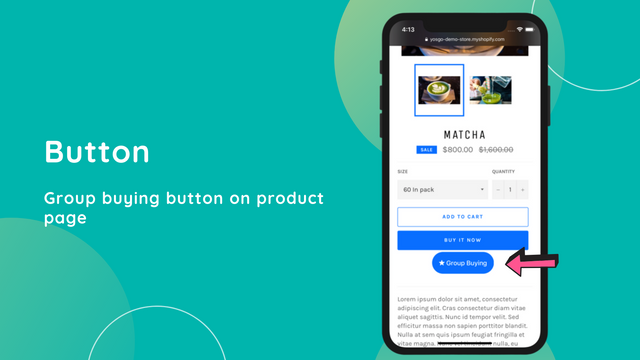 Group buying button on product page