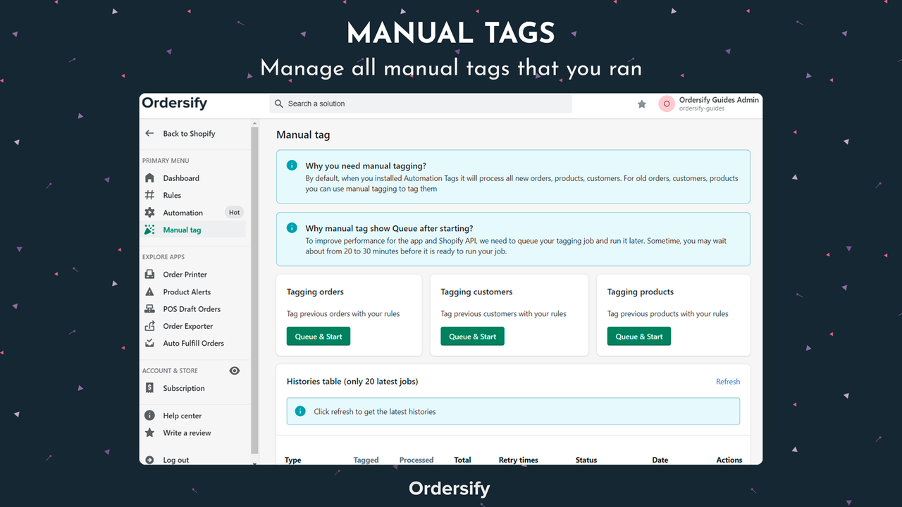 Manual tags