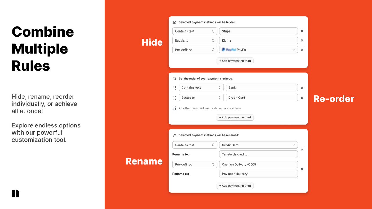 Payflow - Combine all rules into single checkout customization