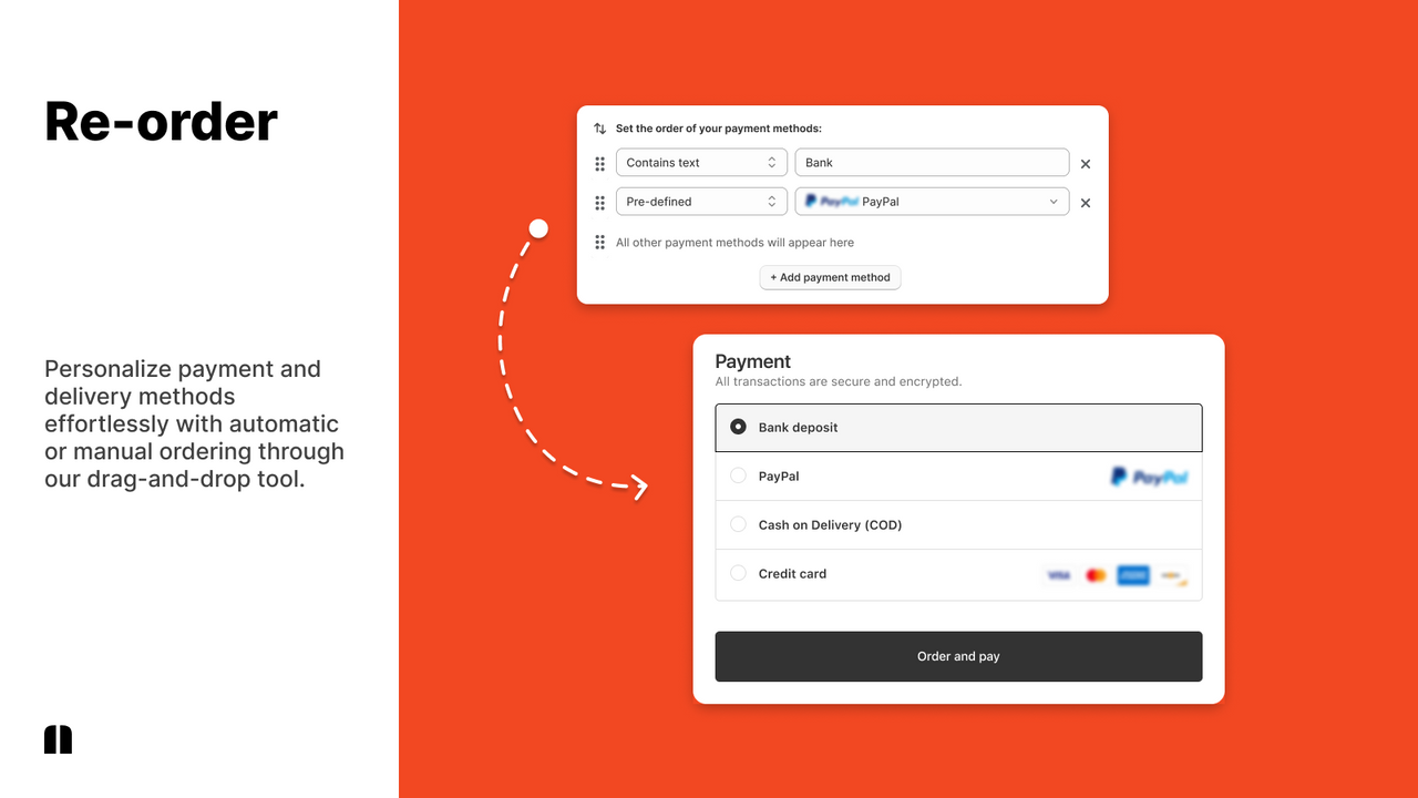 Payflow - Customize order of payment & delivery methods