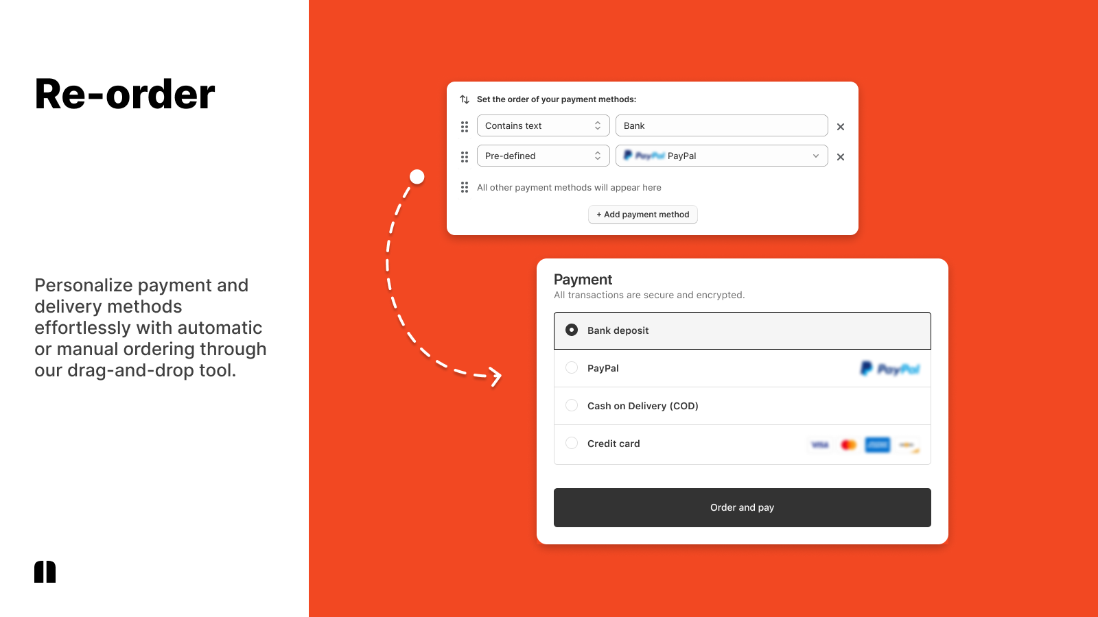 Payflow - Personaliza el orden de los métodos de pago y entrega