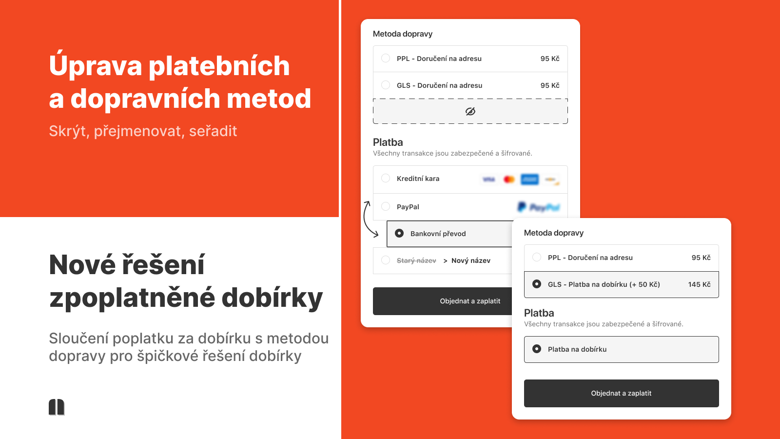 Payflow - Dobírka & Úprava platebních a dopravních metod