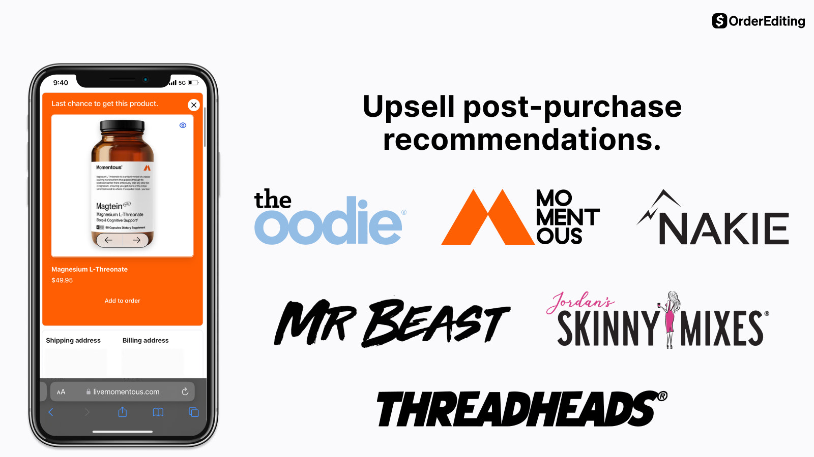 Upsell post-purchase recommendations