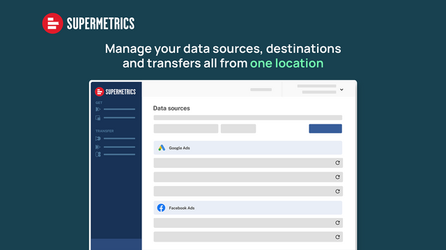 Manage your data sources, destinations, and transfers.