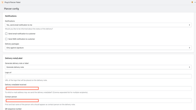 Adjustment of notifications & Delivery notes and labels