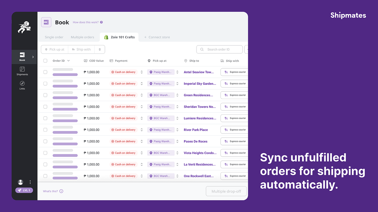 Synchronisez automatiquement les commandes non exécutées pour l'expédition.