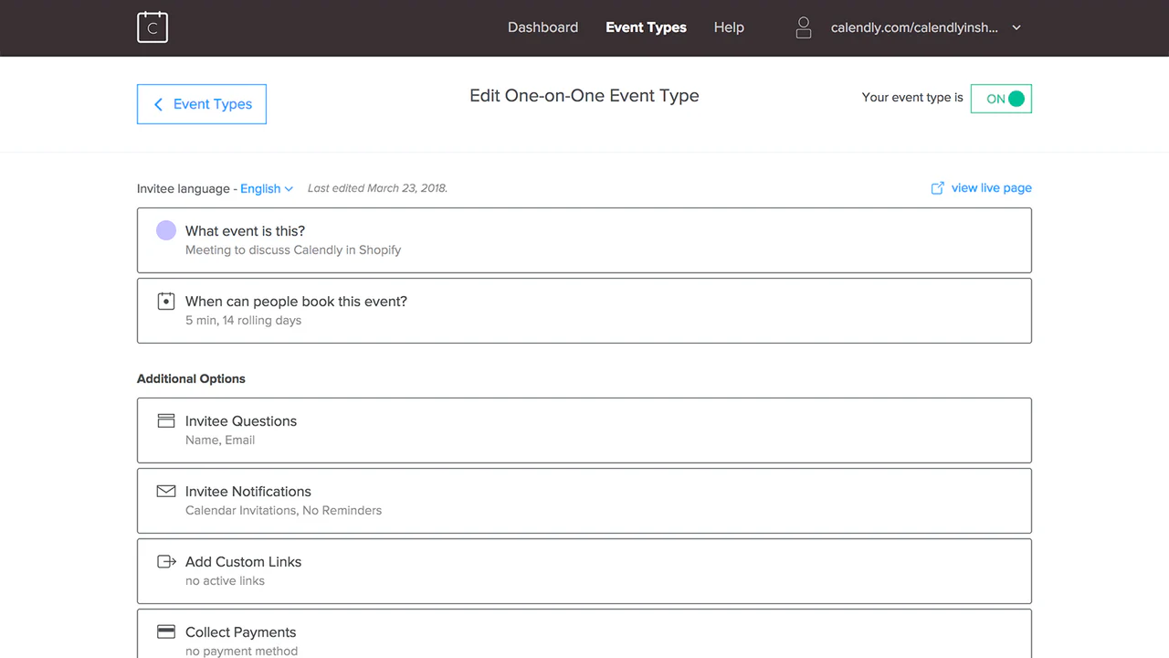 Calendly Event Editing