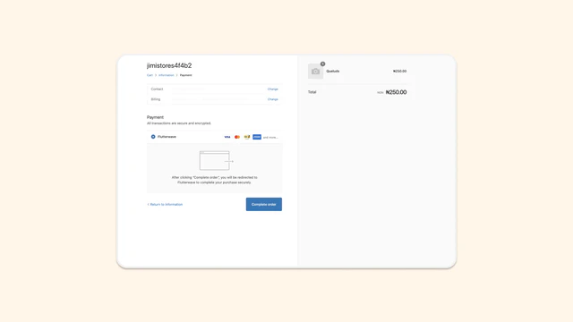 Shopify Checkout + Passerelle de paiement Flutterwave