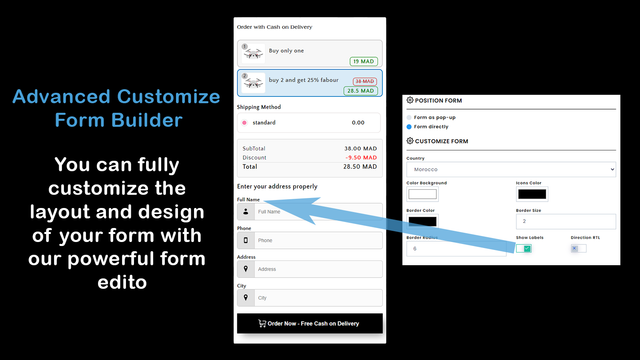 CUSTOMIZE SETTINGS COD FORM