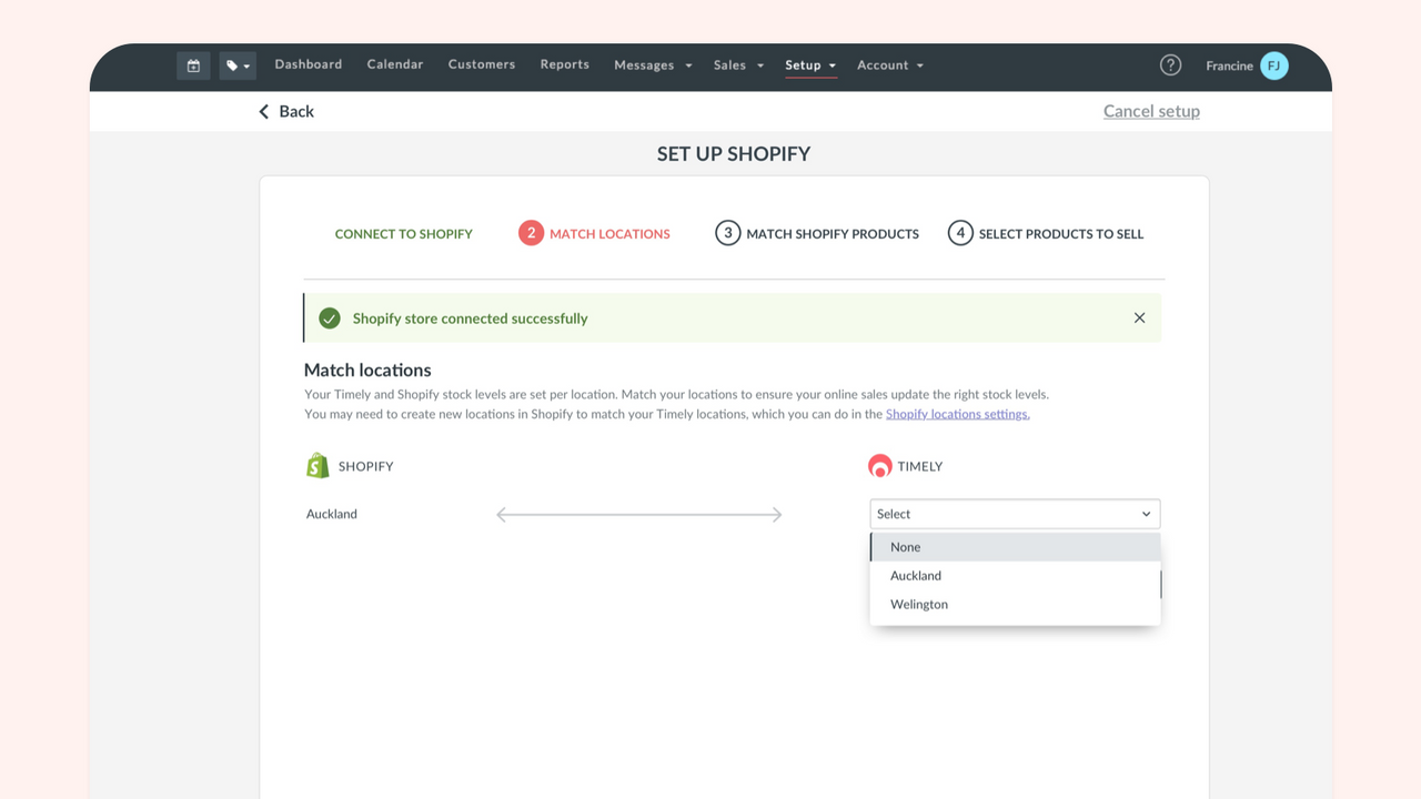 Match your business and Shopify details