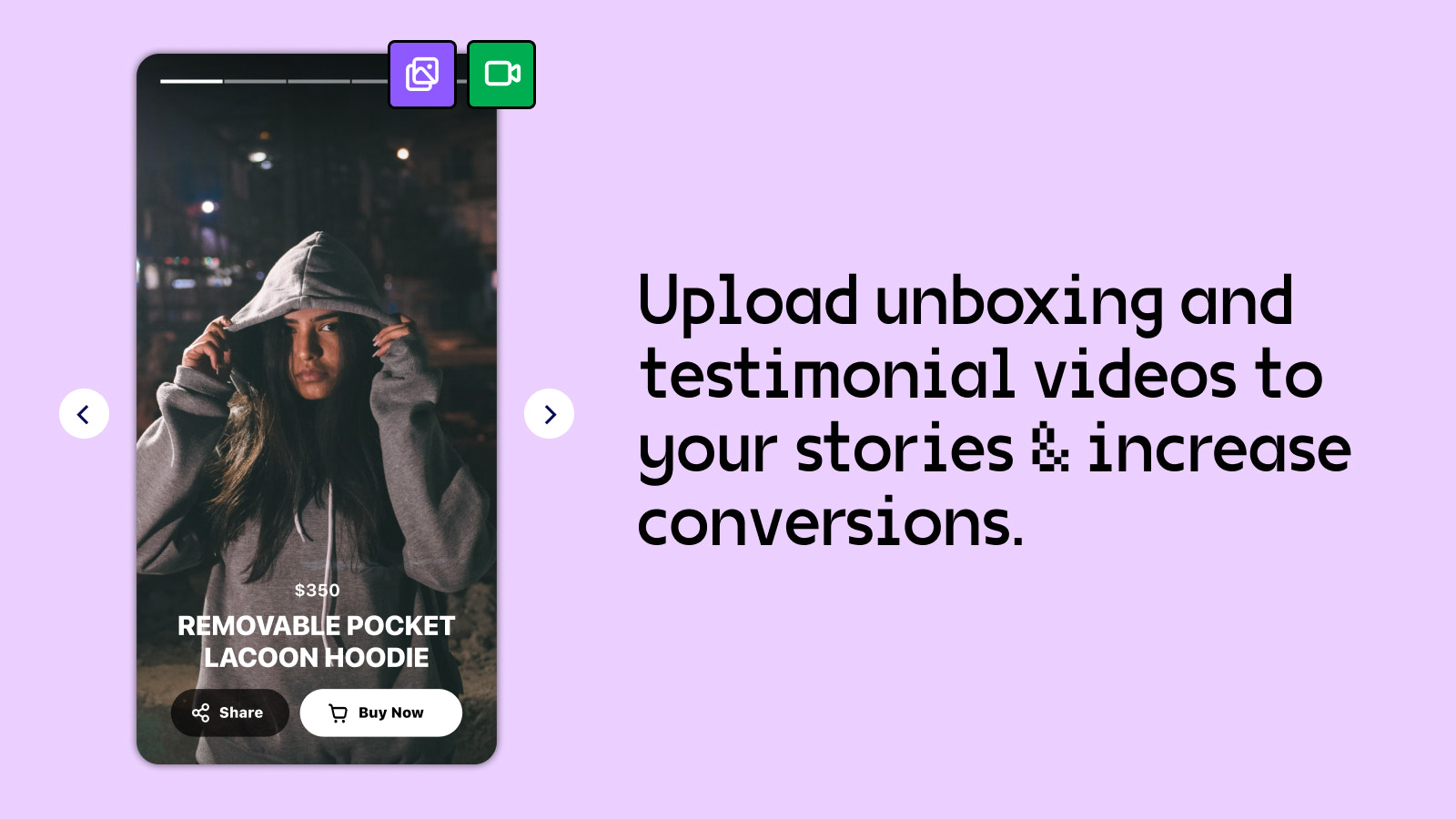 Upload testimonial og unboxing videoer