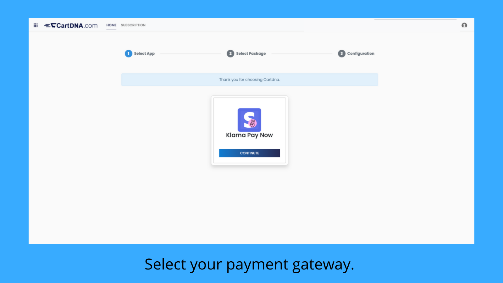 Select your payment gateway.