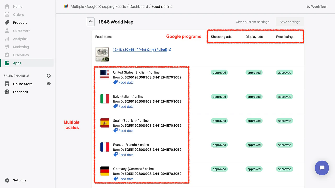 Mettez vos produits sur tous les programmes Google, en plusieurs langues