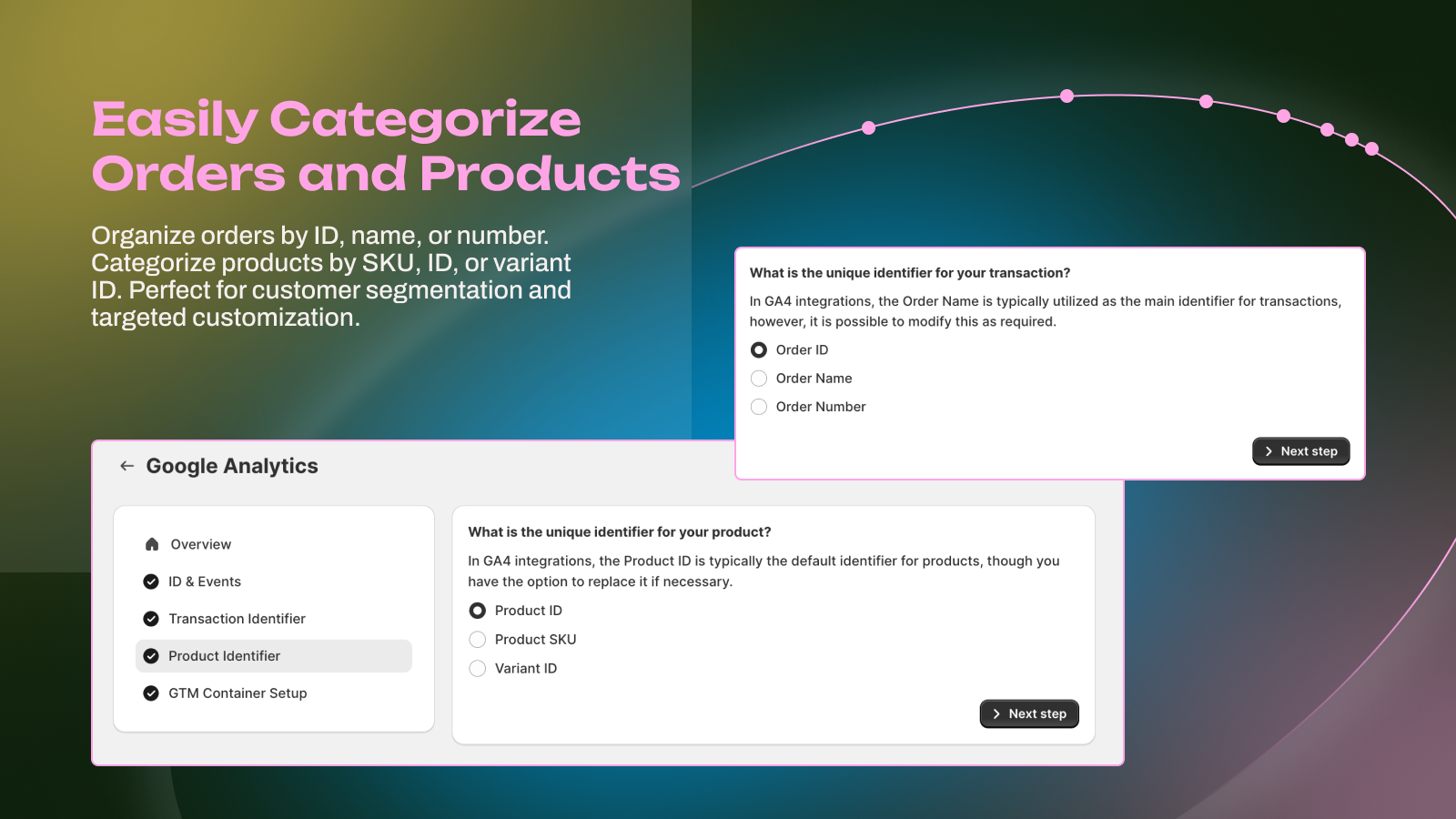 Easily categorize orders and products