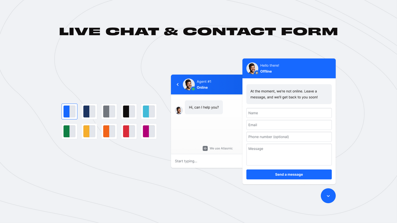 Widgets de chat en direct et de formulaire de contact