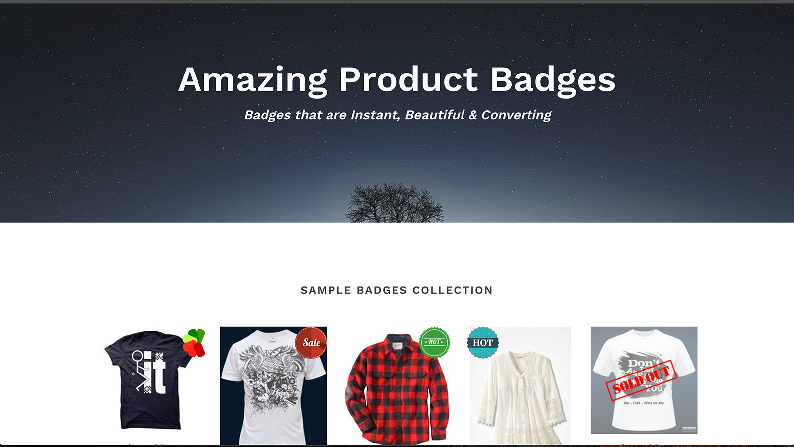 Badges wie sie in unserem Demo-Shop angezeigt werden