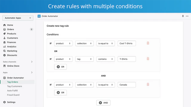 create complex tag rules on shopify orders