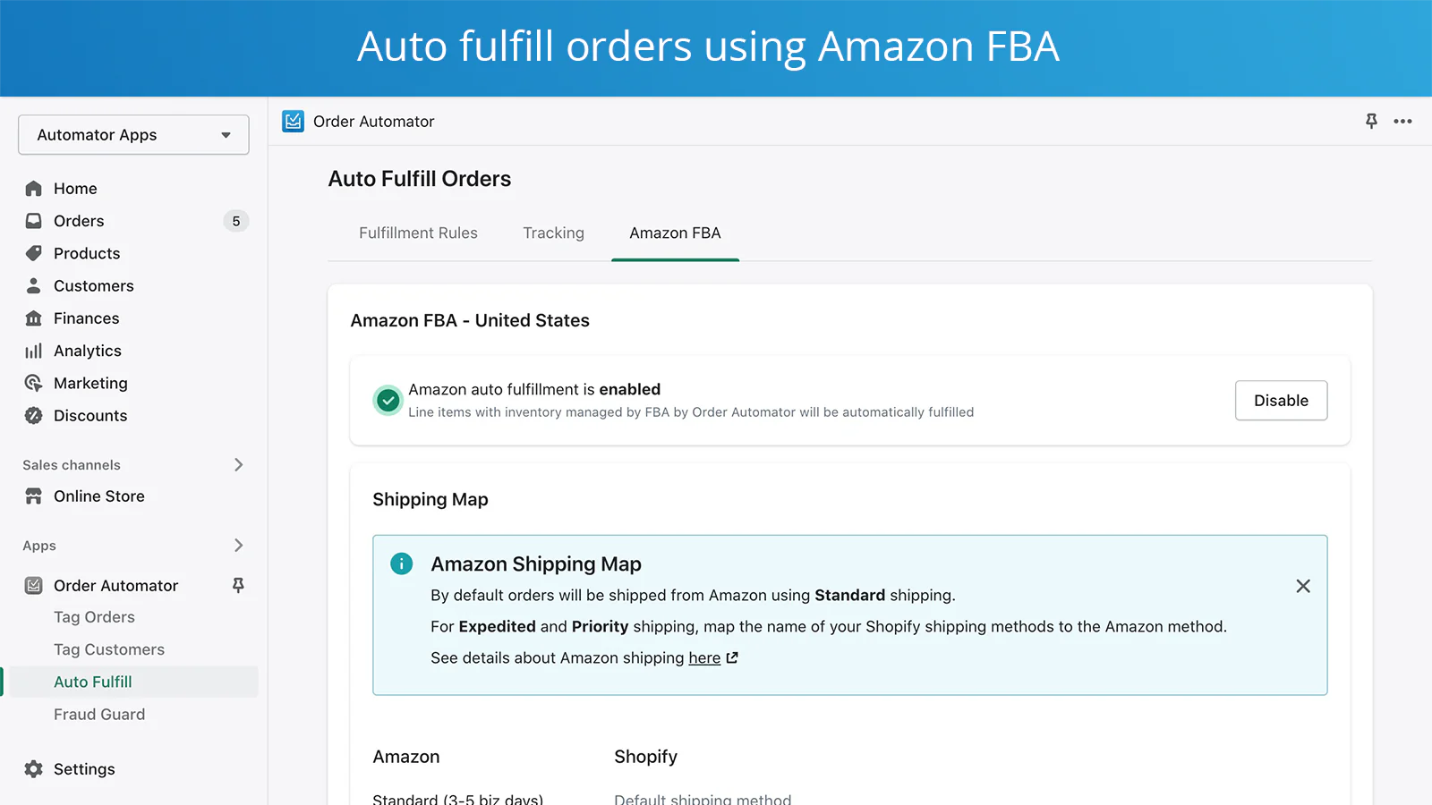 exécutez automatiquement les commandes shopify avec amazon fba