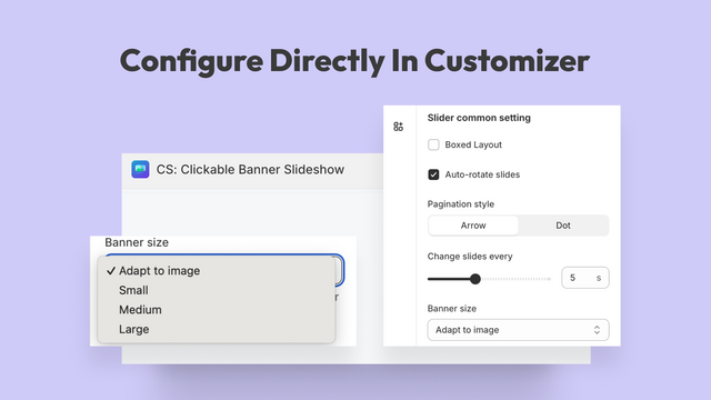 Configure o layout, estilo de paginação diretamente no customizer