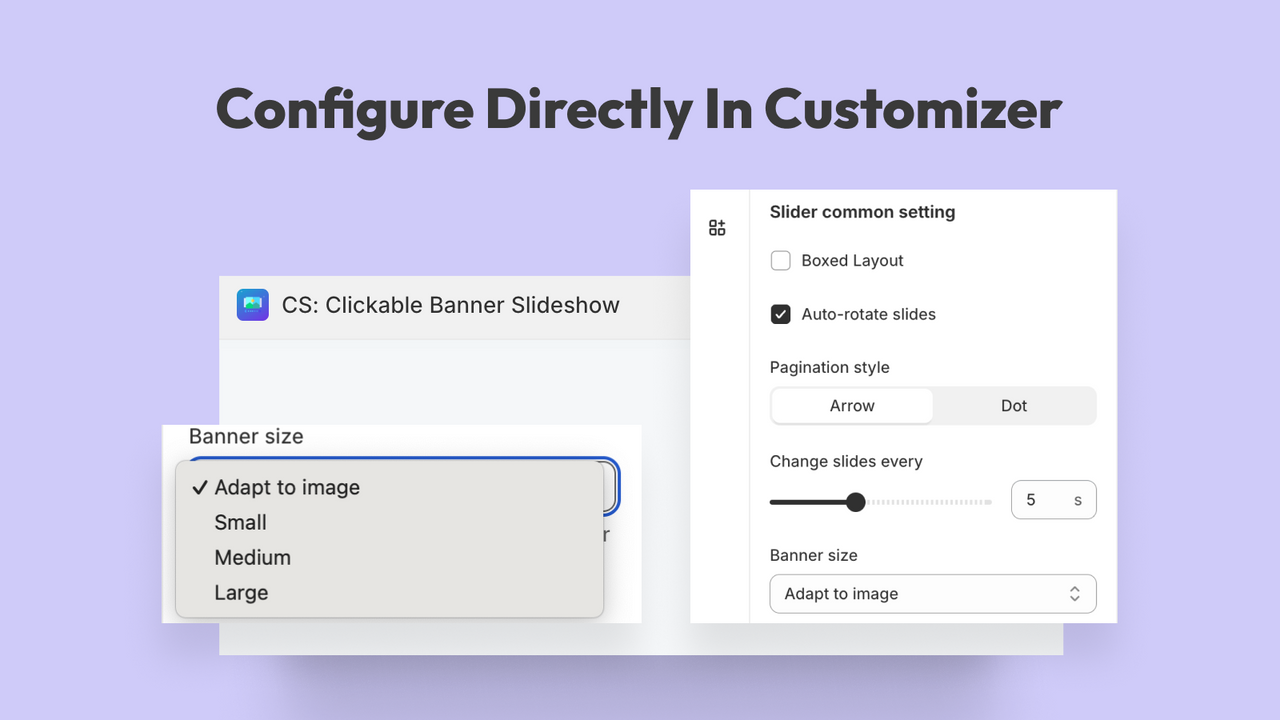 Konfigurera layout, sidnumreringsstil direkt i customizer