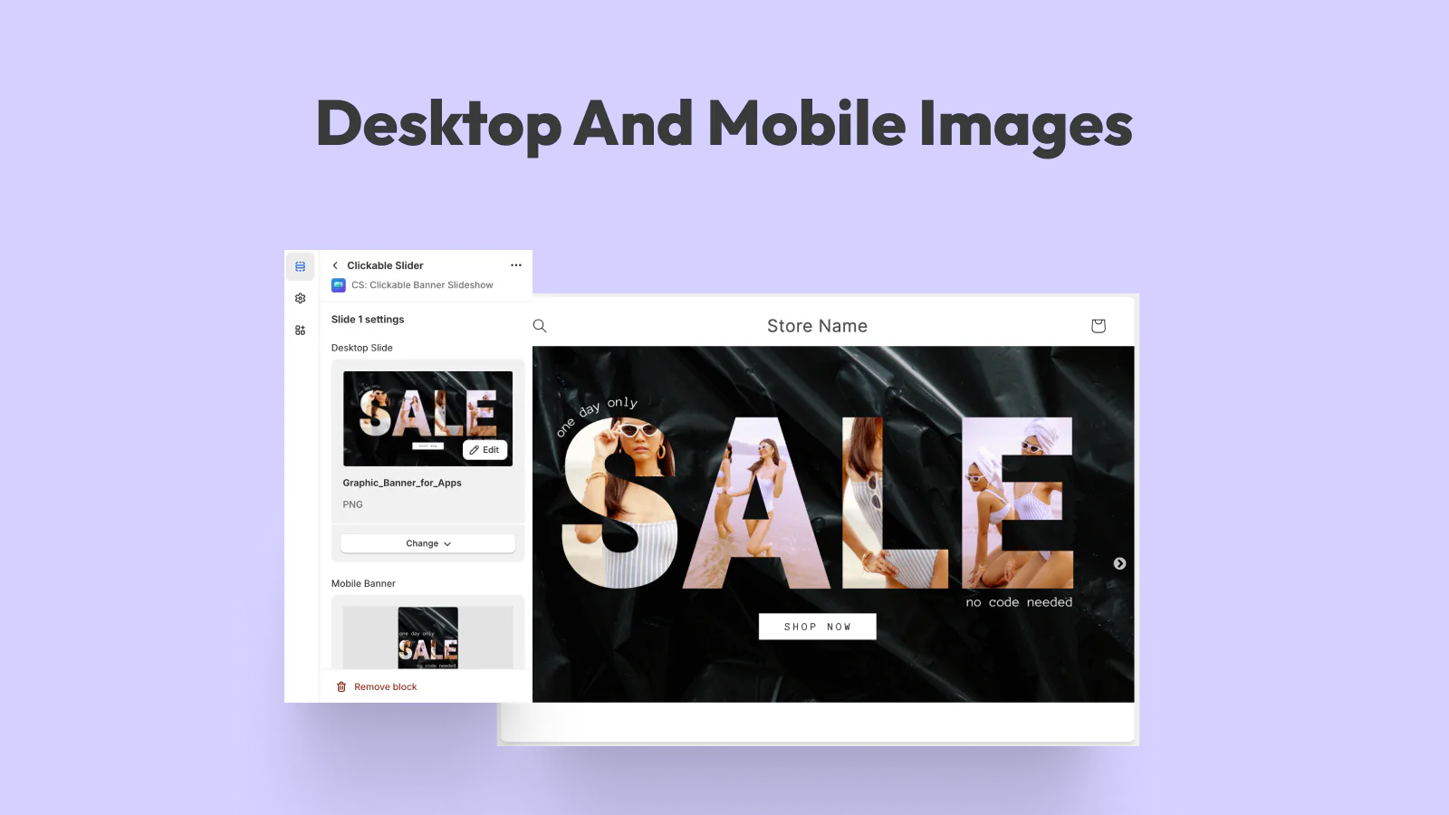 Tilføj desktop og mobile slides