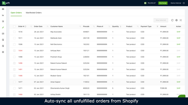 Sincronize automaticamente todos os pedidos do Shopify