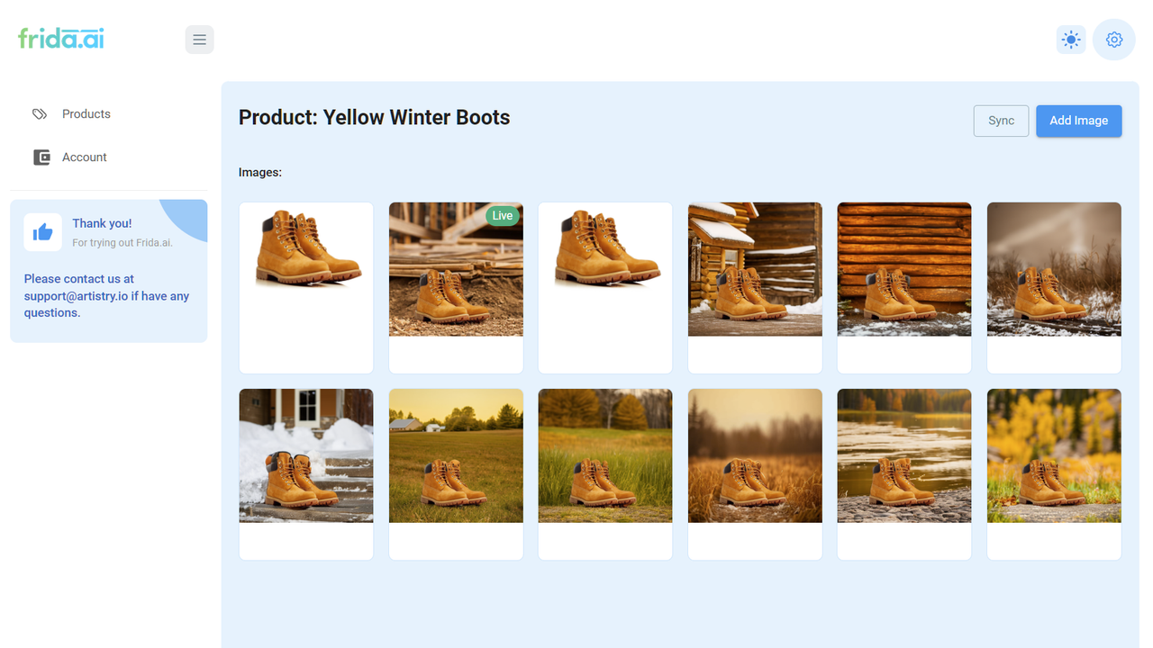 Gerencie fotos de produtos a partir de uma interface amigável ao usuário.