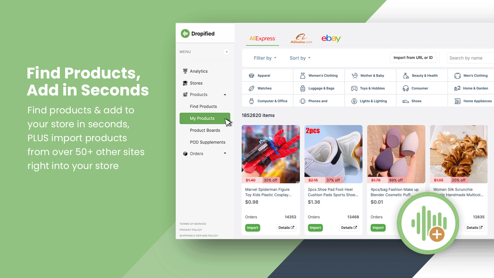 Easily Find Dropshipping Products & add to your store in seconds