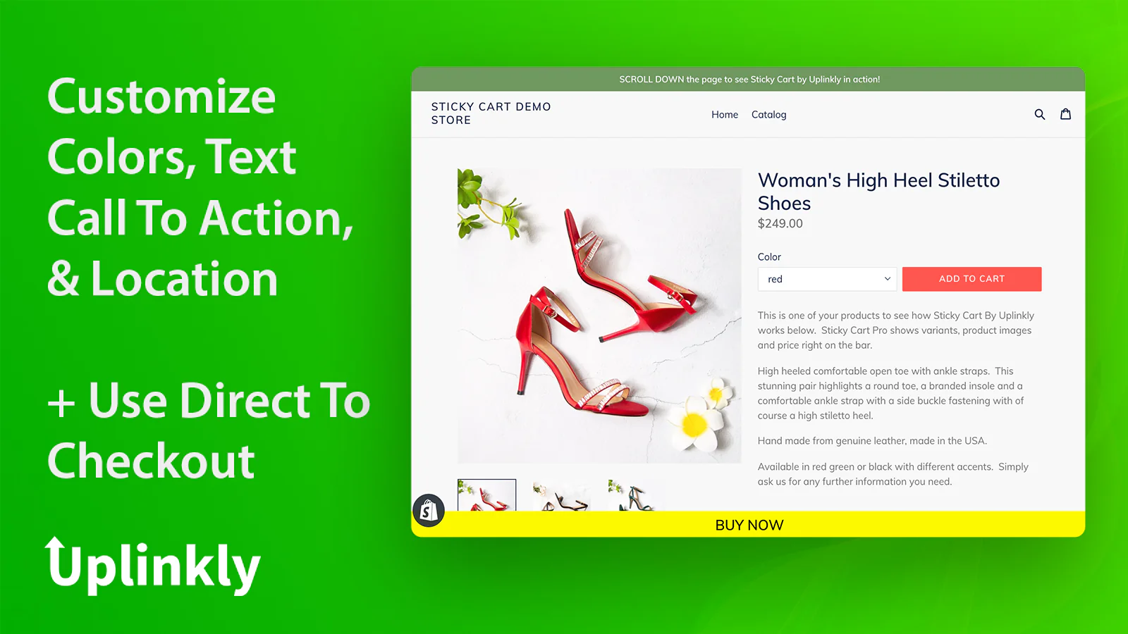 Sticky Add to Cart is always visible customize colors & text