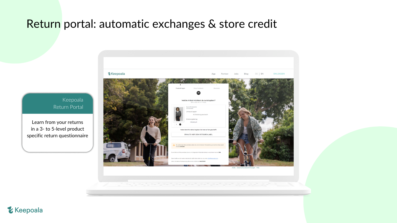Portal de devoluciones adicional: cambios automáticos y crédito de la tienda