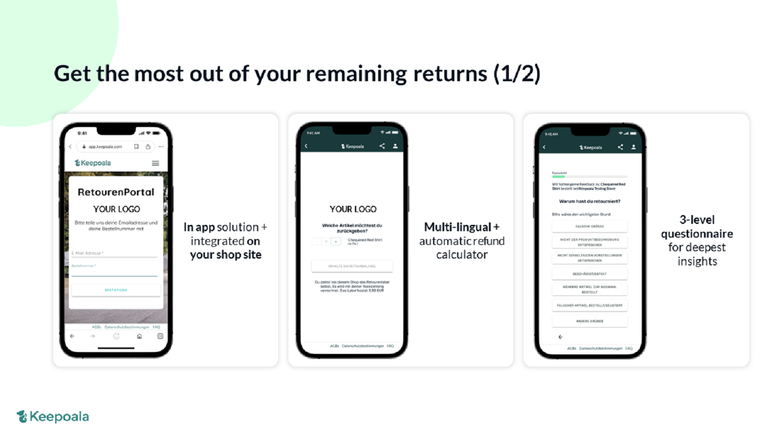 Step 1-3 when giving most detailed insights on return reason