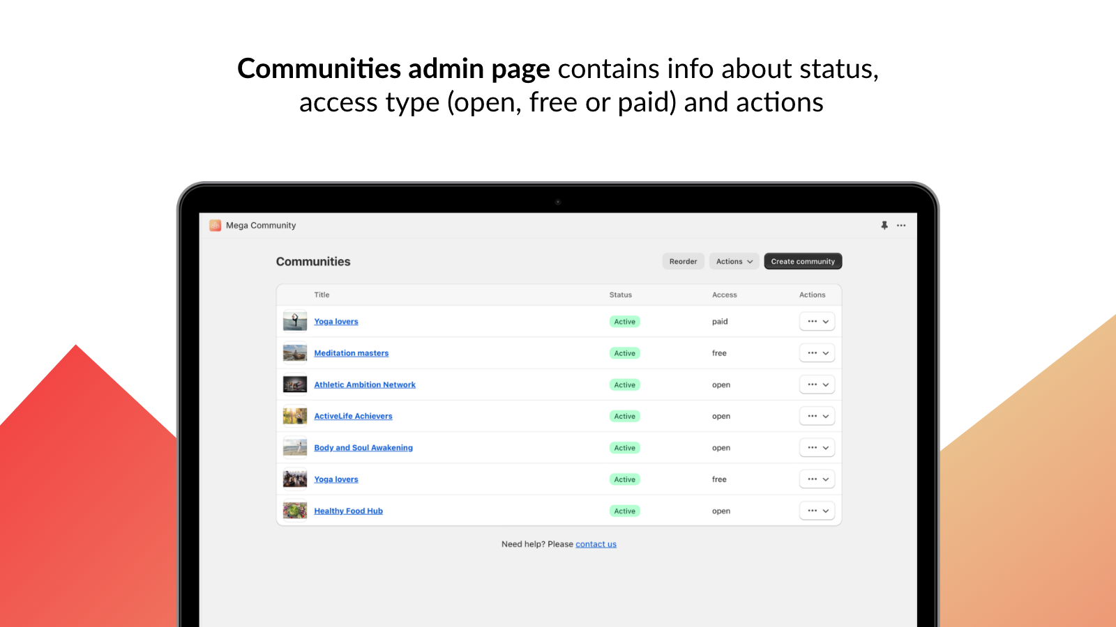 Mega Community para Shopify – Panel de administración