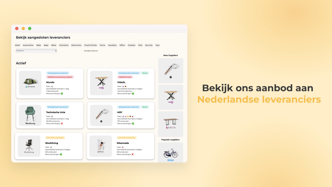 Koppel je Shopify webshop aan een Nederlandse leverancier