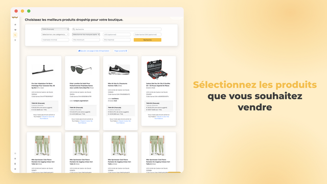 Recherchez et importez les produits que vous souhaitez vendre