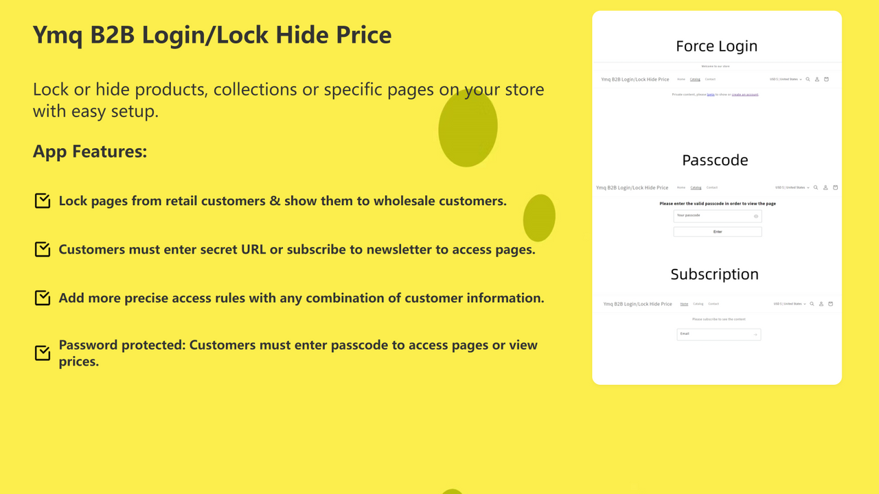 Ymq B2B Login Lock Hide Price Display or hide your store s