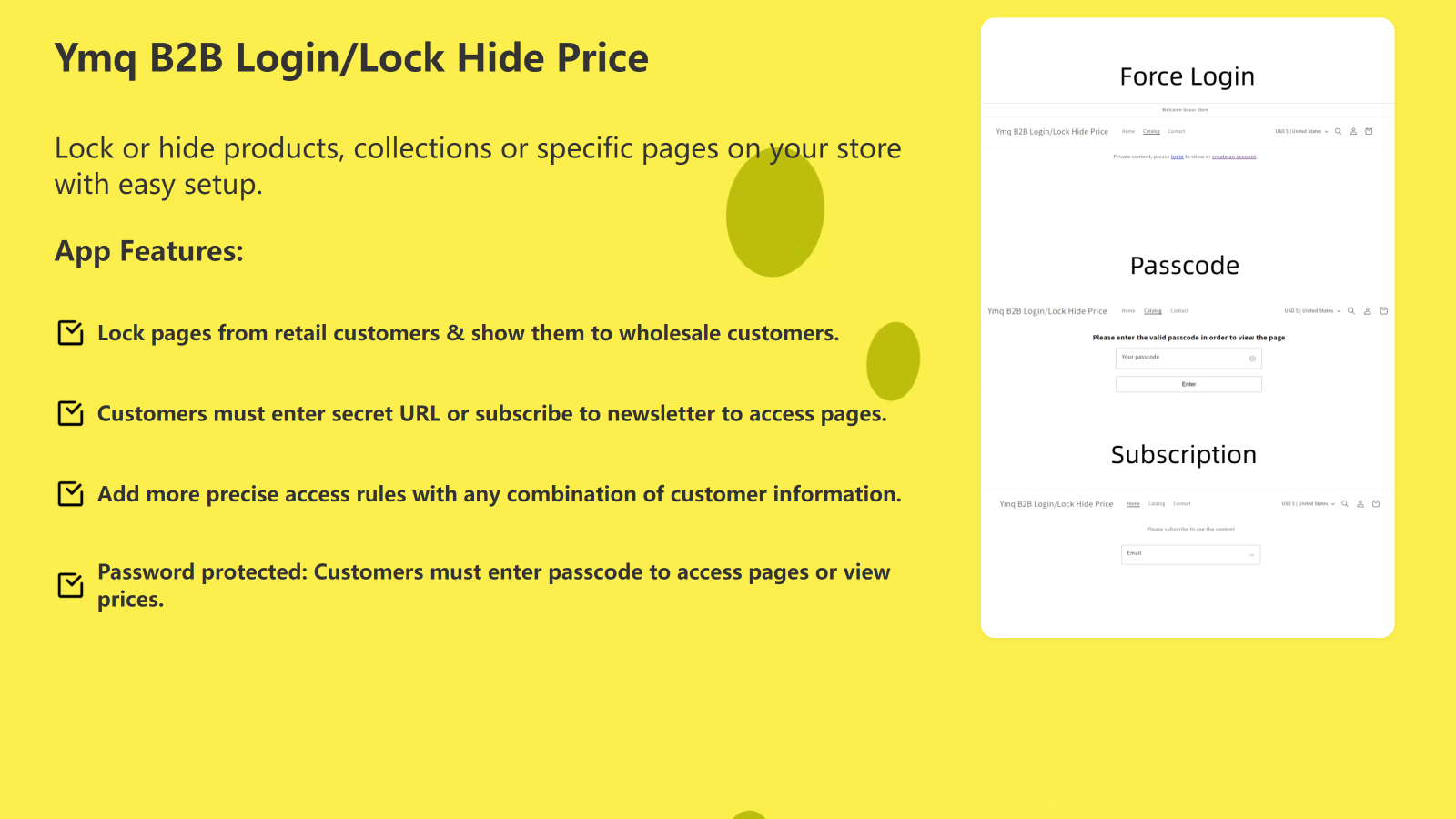 Ymq B2B Login/Lock Hide Price Screenshot