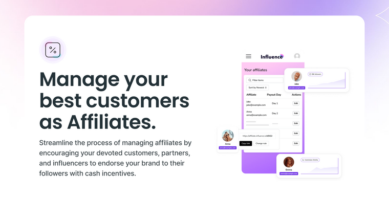 Influence ‑ Loyalty & Referral Screenshot