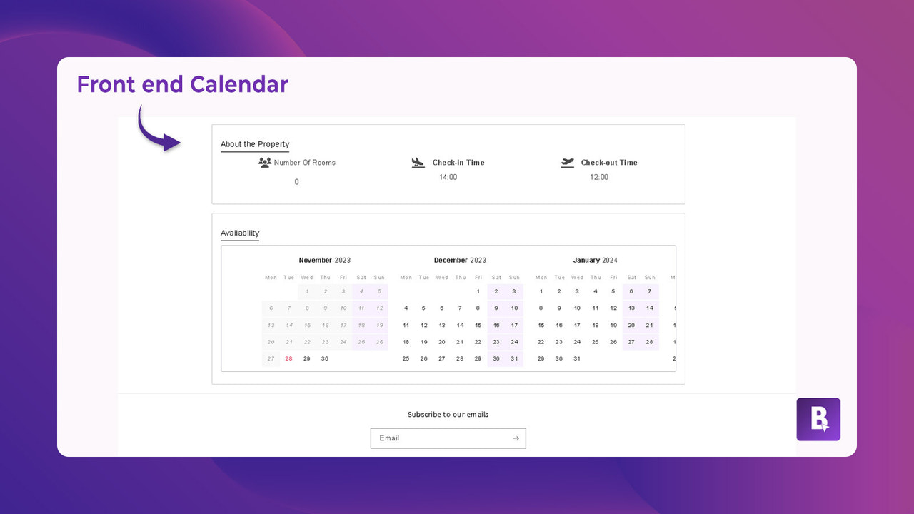 Calendário Front End