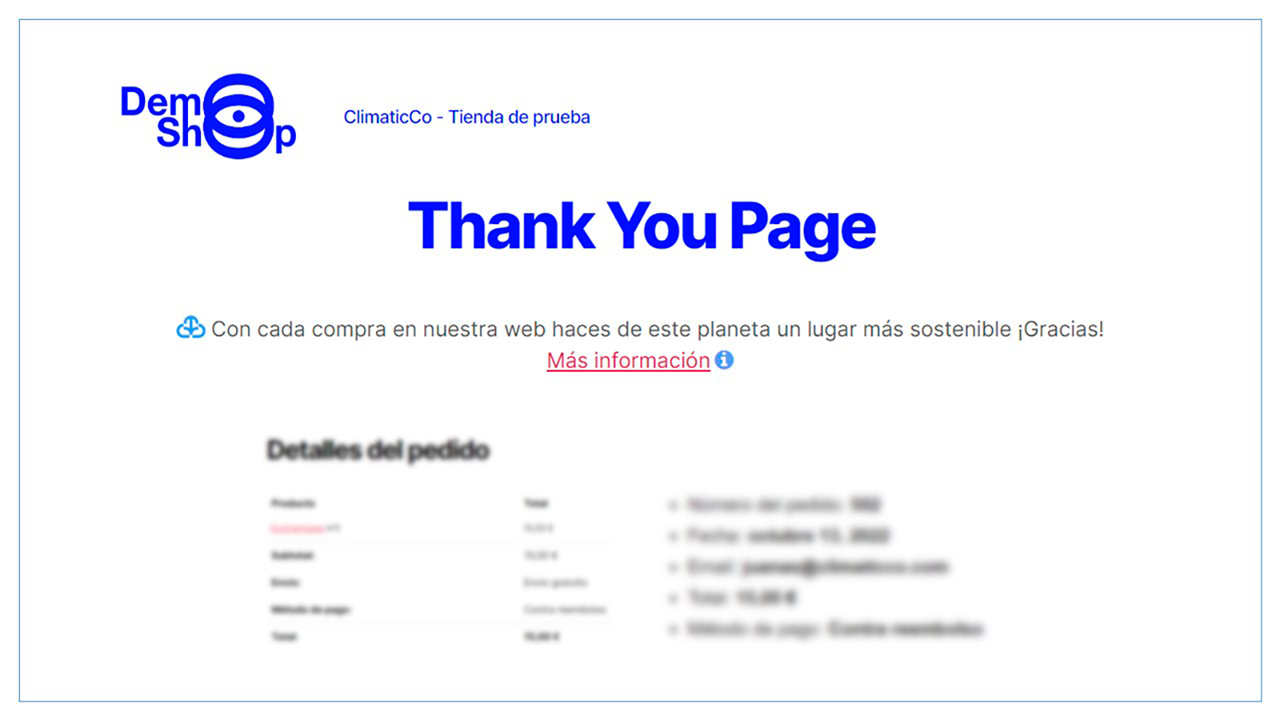 FrontEnd: aspecto de los mensajes en ThankYouPage