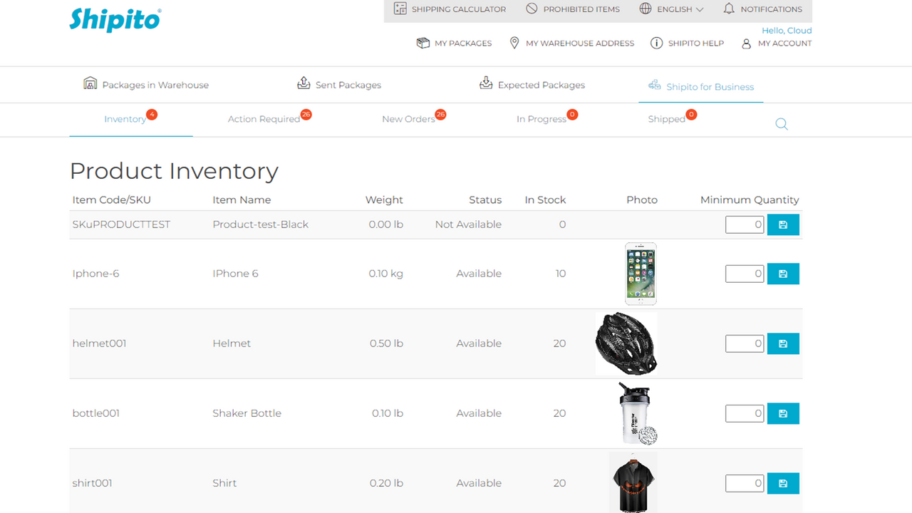 O inventário do armazém é sincronizado automaticamente com sua loja Shopify  