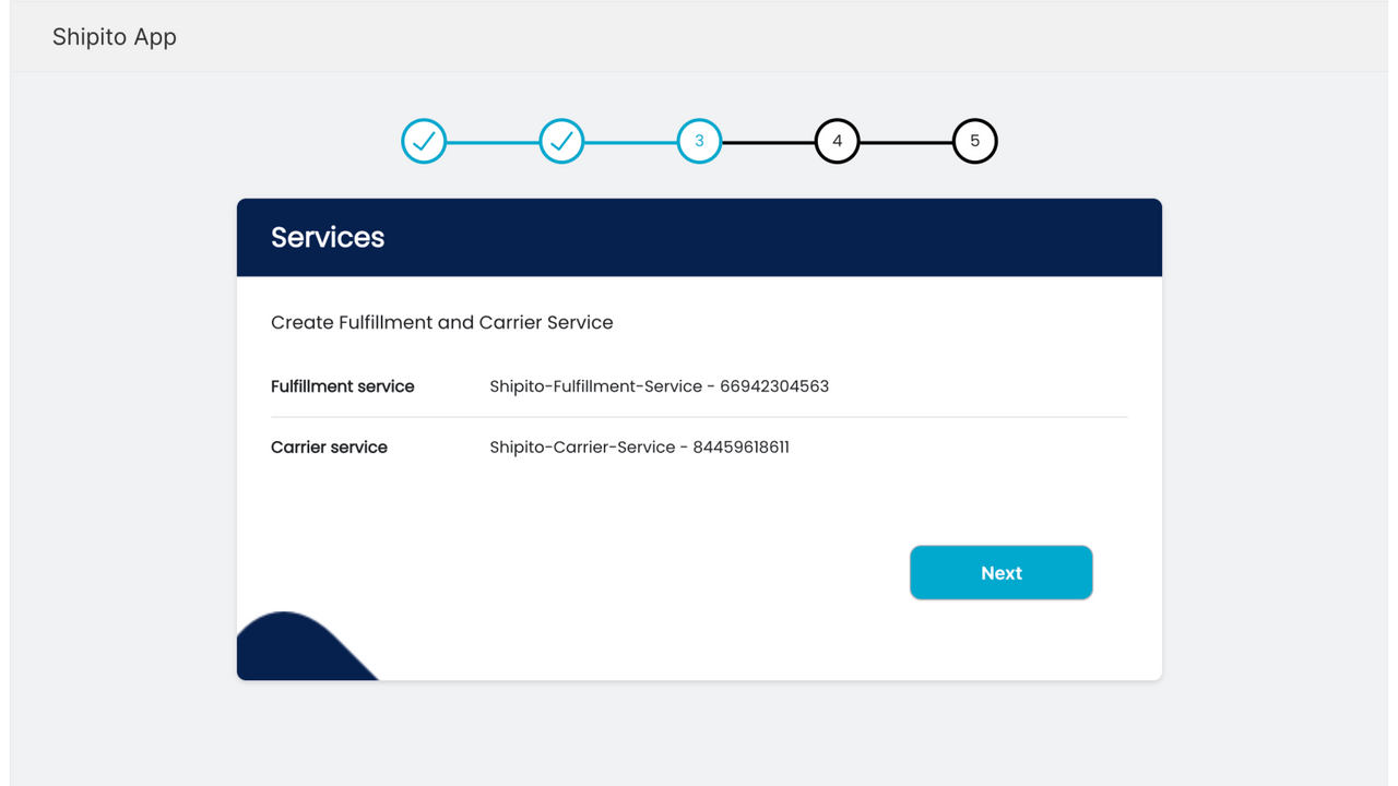 Configuración de la aplicación - Crear servicio de cumplimiento y transportista