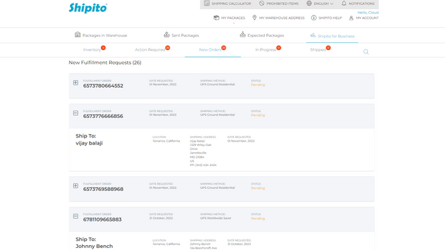 Novas solicitações de atendimento