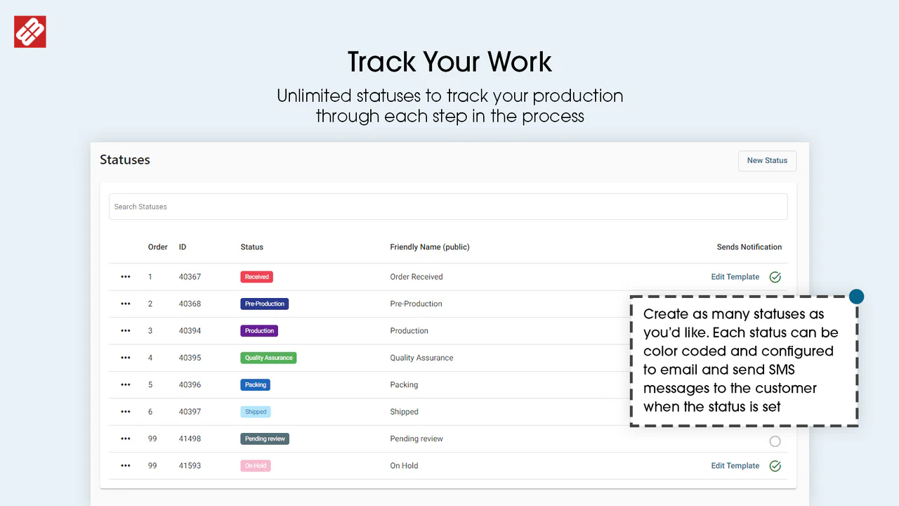 Unbegrenzte benutzerdefinierte Status zur Verfolgung Ihres Produktionsprozesses