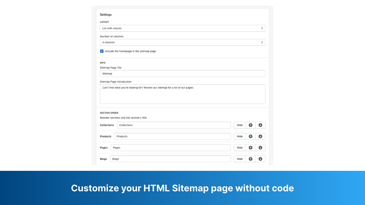 Tilpas din HTML Sitemap-side uden kode