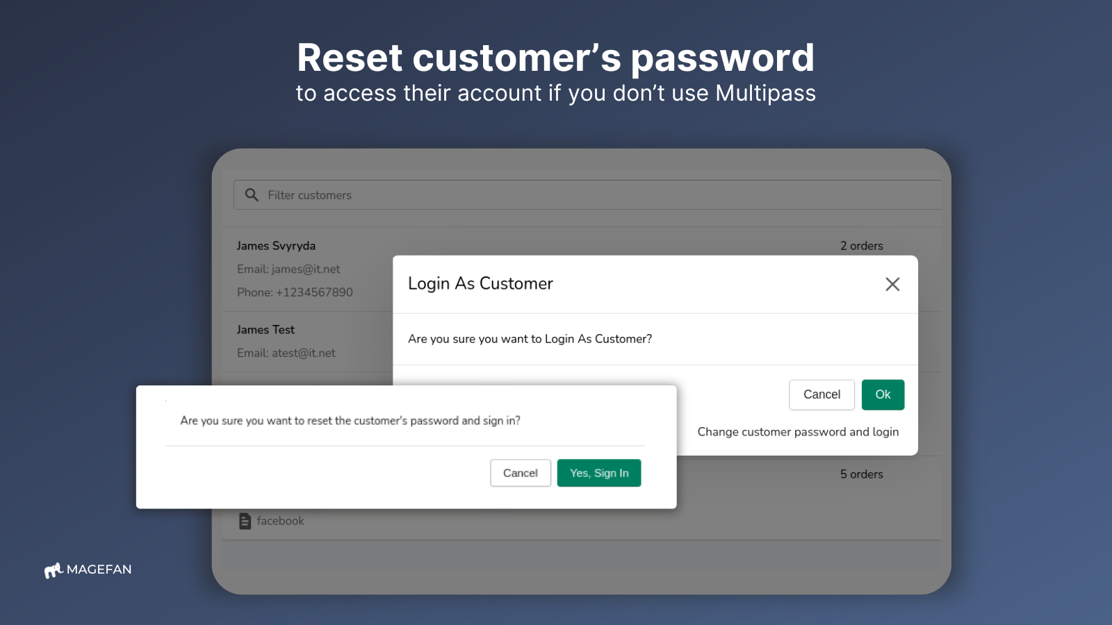 reset customers password to login as customer shopify