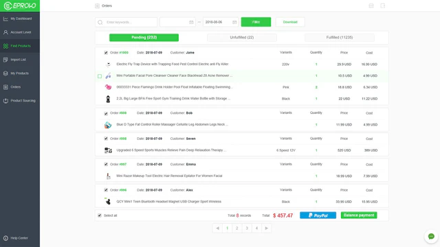 Cliquez pour payer les commandes et les faire expédier